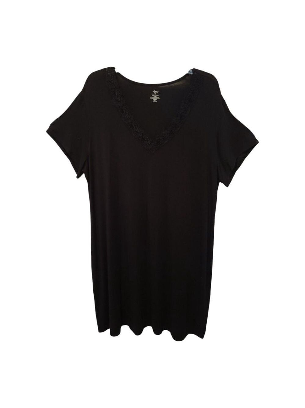 Adonna Black Lace V-Neck Nightgown 2X - Picture 2 of 9